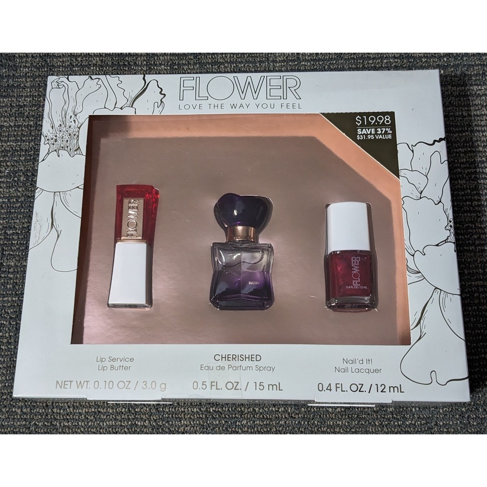 Flower‎ Love The Way You Feel Set Drew Barrymore Sultry Perfume Lip Nail READ
